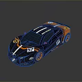 Black And Orange Striped Racing Car With Number 57 Aerodynamic Design