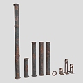 Industrial LOFT pipe old rusty pipe iron pipe steel pipe fittings hardware 3d model