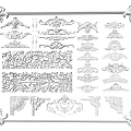 Various Styles of Decorative Carvings Displayed In White Frame With Ornamental Patterns