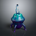 Futuristic Plant Sculpture with Blue and Purple Gradient Upward Branches and Leg Like Base Structure