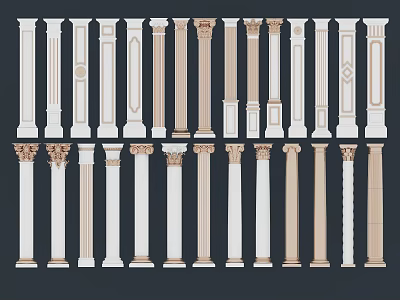 Various Roman Columns With Classical Styles And Intricate Decorative Details 3d model