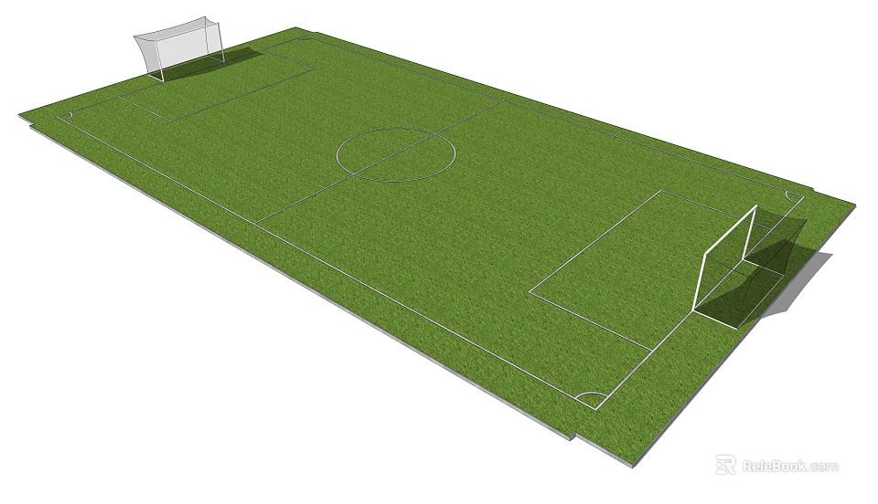 Soccer Field With Green Grass Surface Goalposts And Marked Lines 3d model