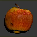 Fresh Whole Ripe Red Yellow Apple With Stem On Dark Background