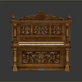 Antique Ornate Wooden Piano With Intricate Carvings Classic Keyboard And Decorative Frame