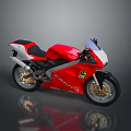 Red Sports Motorcycle With Black Seat White Accents And Gold Wheels Design