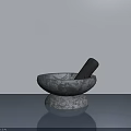 Stone Garden Mortar and Pestle on Smooth Surface with Light Background 3d model