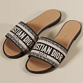 Christian Dior Flat Sandals With Logo Strap Comfortable Casual Style For Women Everyday Wear