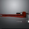 Red Pipe Wrench with Brand Name Displayed on Black Reflective Surface 3d model
