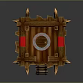 Detailed Wooden Log Fortress Structure With Ladder Red Cloth And Decorative Spikes