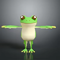 Cute Green Frog Doll Standing With White Belly Big Eyes And Arms Outstretched