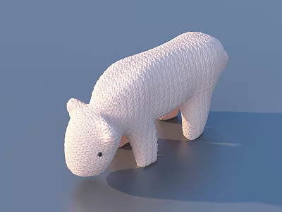 Soft White Knitted Bear Cute Decorative Toy For Home Living Accessories 3d model