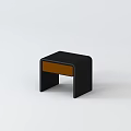 Modern Minimalist Bedside Table with Black Frame and Brown Wooden Panel