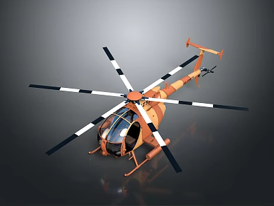 Orange Mars Exploration Helicopter 3D Model With Black White Propellers Design 3d model