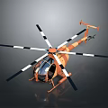 Orange Mars Exploration Helicopter 3D Model With Black White Propellers Design 3d model