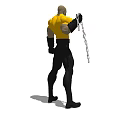 Game Movie Character With Yellow Shirt Black Pants Muscular Build Holding Chain