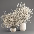 Fluffy White Blossoms In Textured Ceramic Vases For Elegant Home Decor