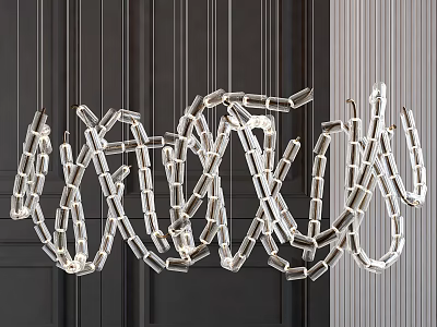 Modern Crystal Chandelier With Geometric Linked Transparent Glass Design For Interior 3d model