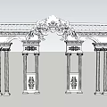 Elegant White Classical Architectural Structure With Arches Columns And Carved Ornaments 3d model