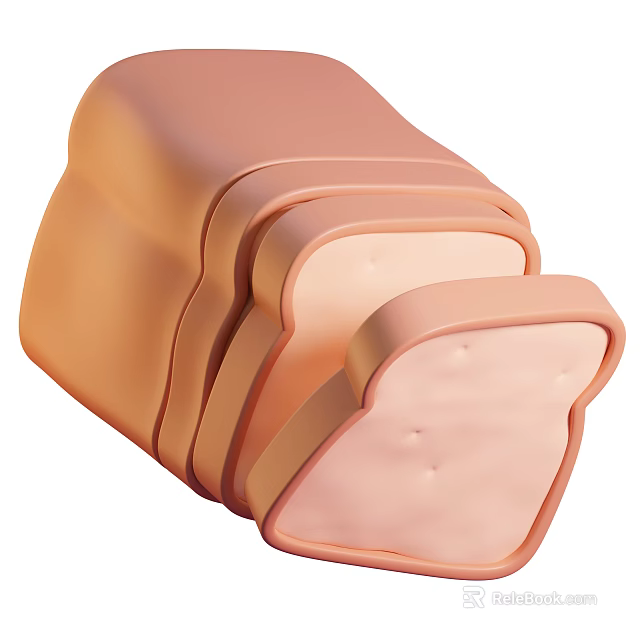 Fresh Sliced Bread with Soft Texture and Golden Crust Ready to Eat 3d model 