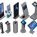 Diverse Self Service Kiosks As Public Facilities With Touchscreen And Stand Designs