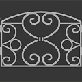 Decorative Metal Railing With Intricate Scroll Patterns Heart Shape And Spiked Finials 3d model