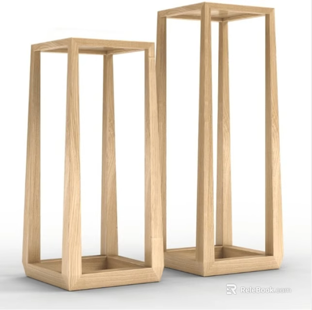 Light Wood Garden Accents Open Frame Plant Stands For Outdoor Decor 3d model 