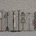 Stylish Decorative Coat Racks With Multiple Designs Hanging Clothes And Hats 3d model