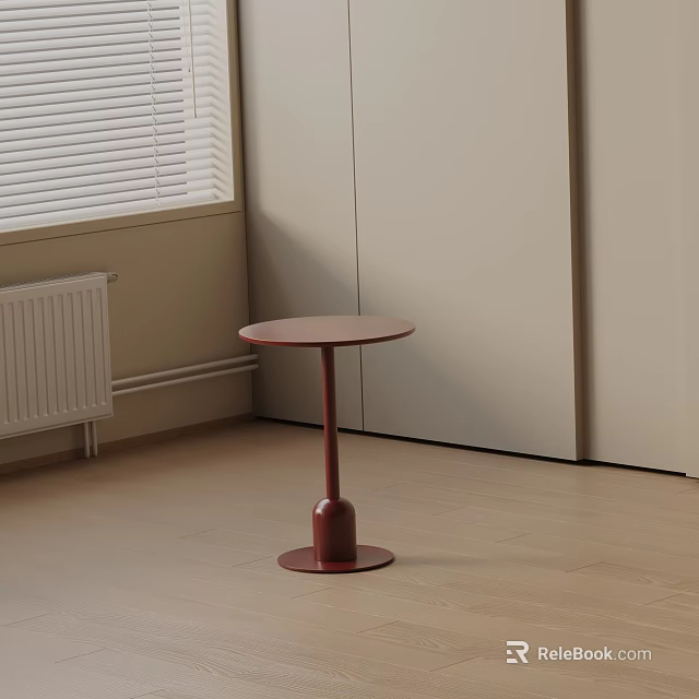 Red Side Table with Minimalist Design Smooth Surface in Modern Room Corner 3d model
