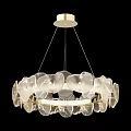 Modern Circular Chandelier With Transparent Petal Glass Design And Gold Metal Frame