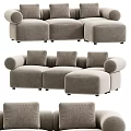 Modern Sectional Sofa With Soft Velvet Fabric And Multiple Comfortable Seats 3d model