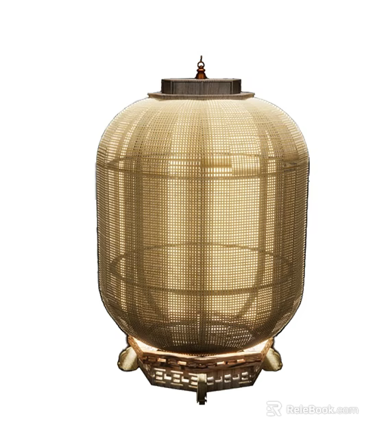Elegant Modern Bamboo Woven Lantern With Natural Color And Warm Lighting For Home Decor 3d model 
