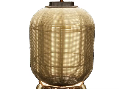 Elegant Modern Bamboo Woven Lantern With Natural Color And Warm Lighting For Home Decor 3d model