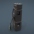Marshall Electric Guitar With Stacked Amplifiers And Audio Cables Music Setup