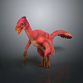 Realistic Pink Feathered Dinosaur 3D Model Standing With Sharp Claws And Extended Wings 3d model