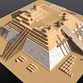 Ancient Pyramid Step Structure With Stone Blocks Construction Scaffolding And Details