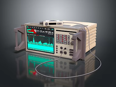 Medical Device Patient Monitor with Vital Signs Display Screen Waveform Graphs Control Buttons Connecting Cables 3d model