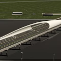 Modern Bridge Over Water With Cars And Illuminated Structure At Dusk