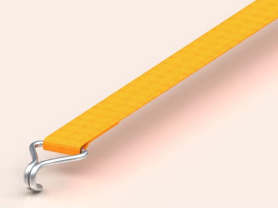 Yellow Adjustable Utility Strap With Metal Hook And Durable Webbing Material For Daily Use 3d model