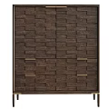 Modern Entryway Cabinet Sideboard With Woven Wooden Texture And Metal Handles
