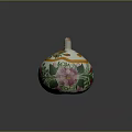 Colorful Floral Patterned Ceramic Container With Dome Shape And White Knob