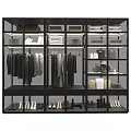 Modern Wardrobe With Glass Doors Open Shelves Clothing Shoes Bags And Storage Compartments