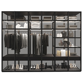 Glass metal multi-function wardrobe 3d model