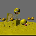 Vibrant Yellow Emoji Photo Spot With Various Expressions And Spring Box