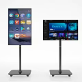 Two Smart Televisions on Wheeled Stands Display App Interface and AVATAR Content 3d model
