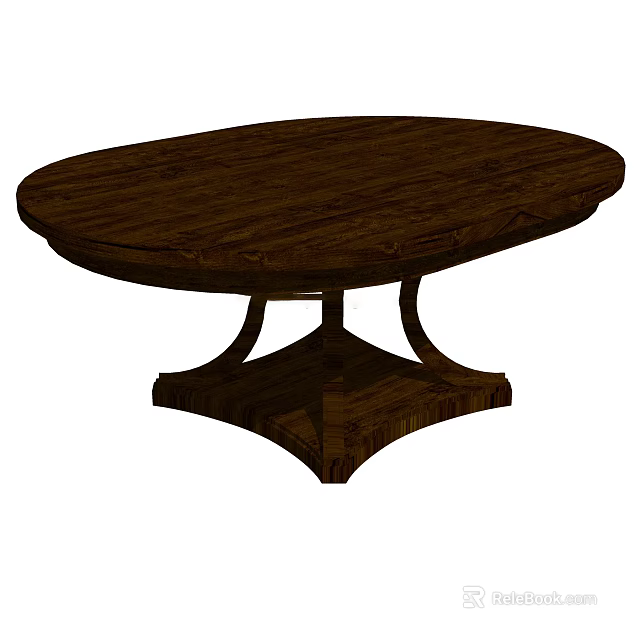 Classic Oval Wooden Coffee Table With Sturdy Base And Natural Wood Grain 3d model 