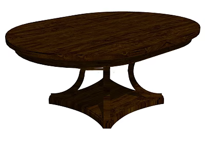 Classic Oval Wooden Coffee Table With Sturdy Base And Natural Wood Grain 3d model