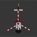 Detailed Aerospace Helicopter 3D Model Frame Structure With Red White Design And Vertex Parameters