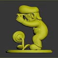 Mario 3D Model With Hand On Hat And Red Flower With Green Leaves