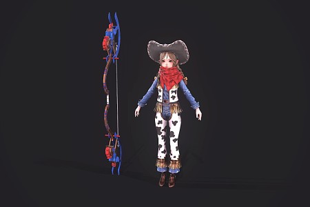 Cowgirl Girl Lori game character 3d model