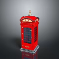 Red Decorative Telephone Booth With Glass Panels And Stable Base For Living Supplies
